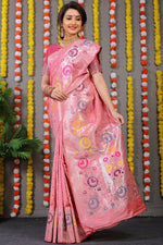 Thumbnail for Jyoti Fashion Women's Baby Pink Banarasi Silk Zari Woven Saree with Blouse - Distacart