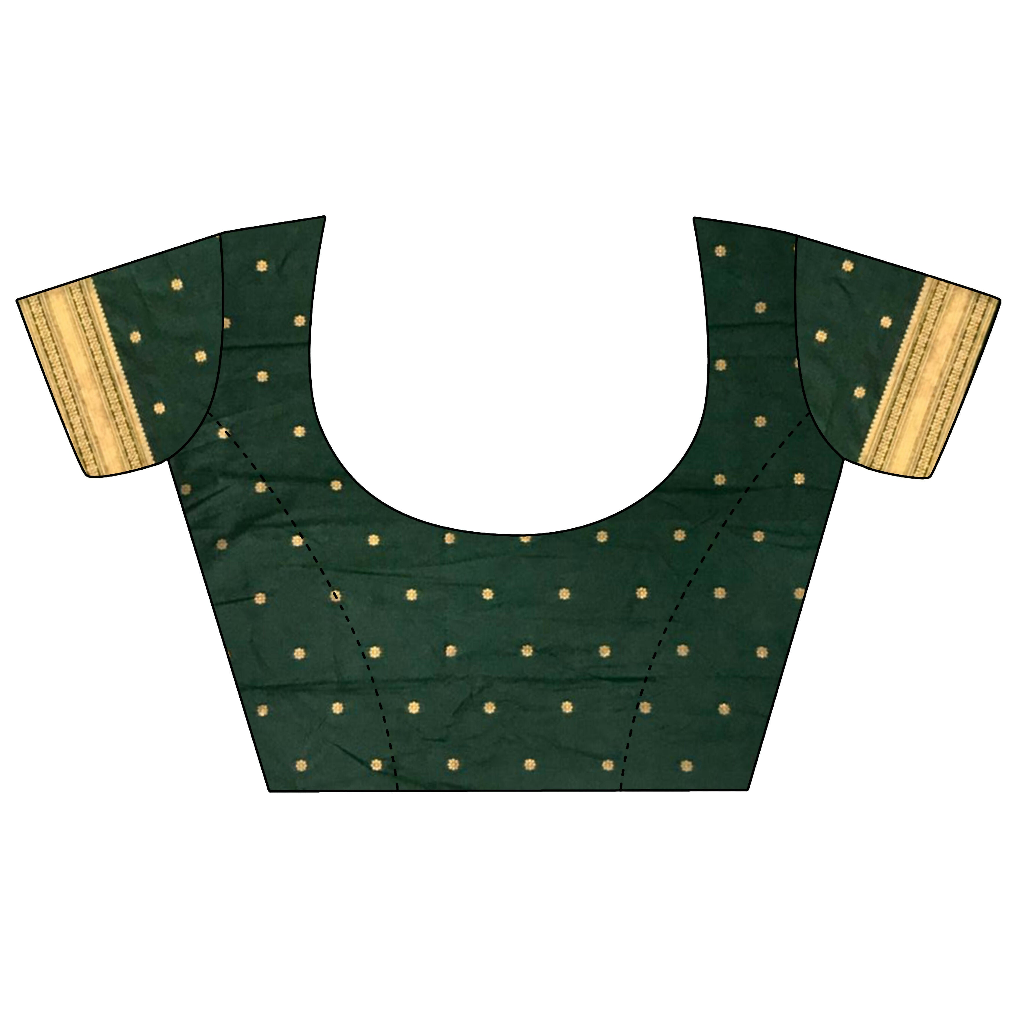 Joban Fashion Dark Green Banarasi Soft Silk Woven Saree