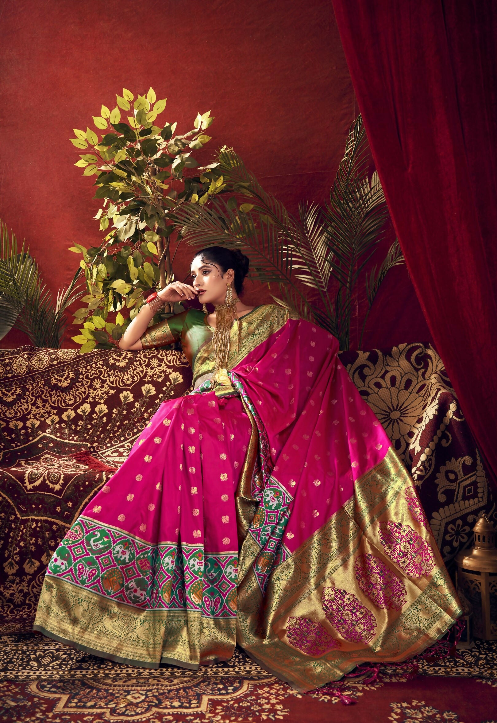 Vishnu Weaves Women's Rani Paithani Silk Saree with Blouse - Distacart