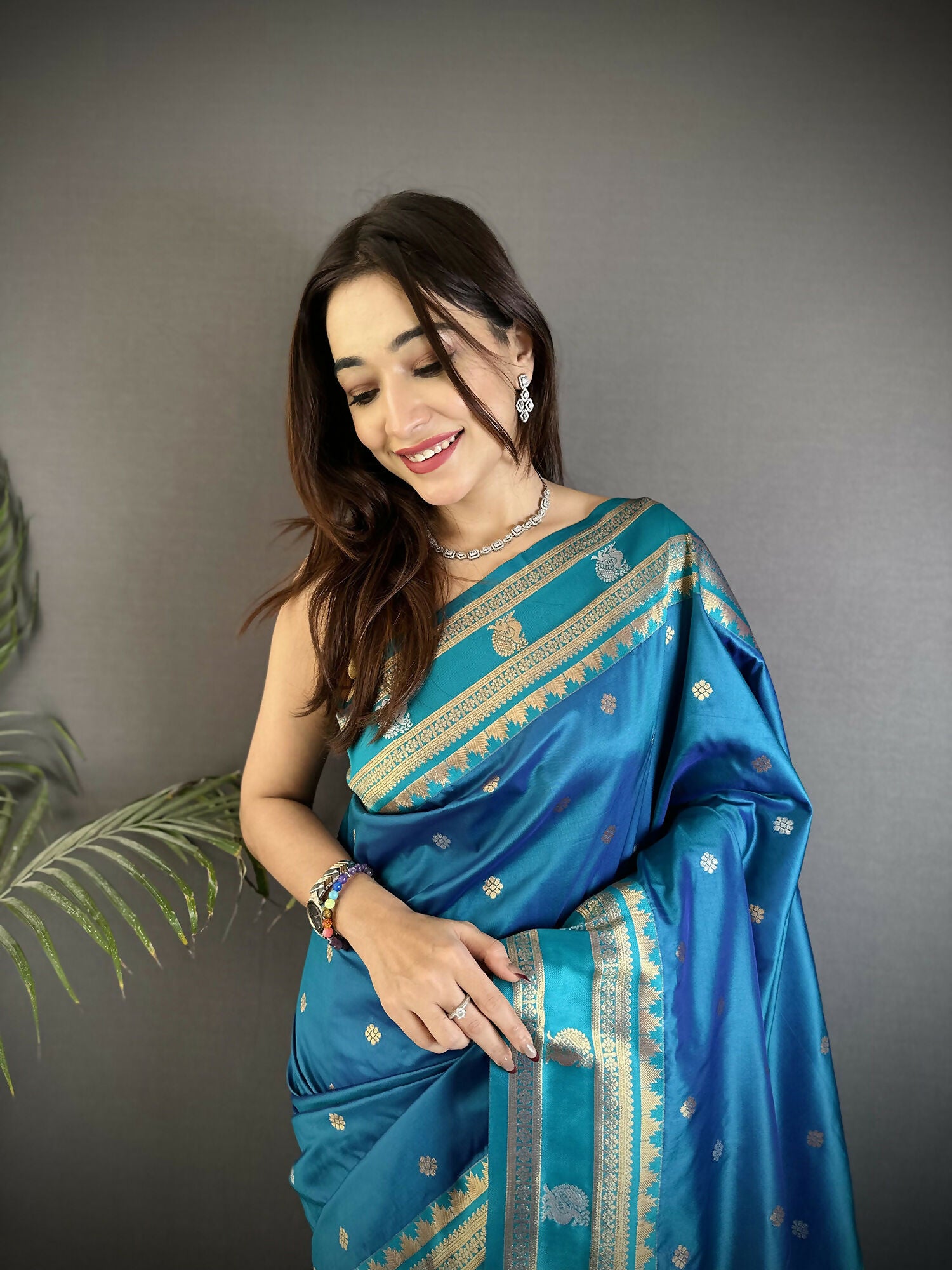 Joban Fashion Sky Blue Banarasi Soft Silk Woven Saree