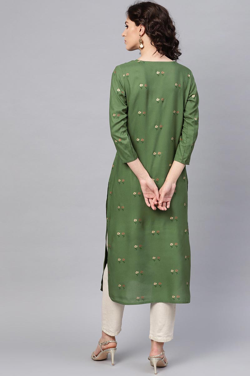 Ahika Women Green Color Printed Fancy Kurti - Distacart