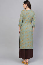 Thumbnail for Ahika Women Festive Wear Cotton Fabric Green Color Printed Trendy Kurti - Distacart