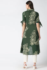 Thumbnail for Ahika Cotton Green Floral Printed A Line Kurti - Distacart