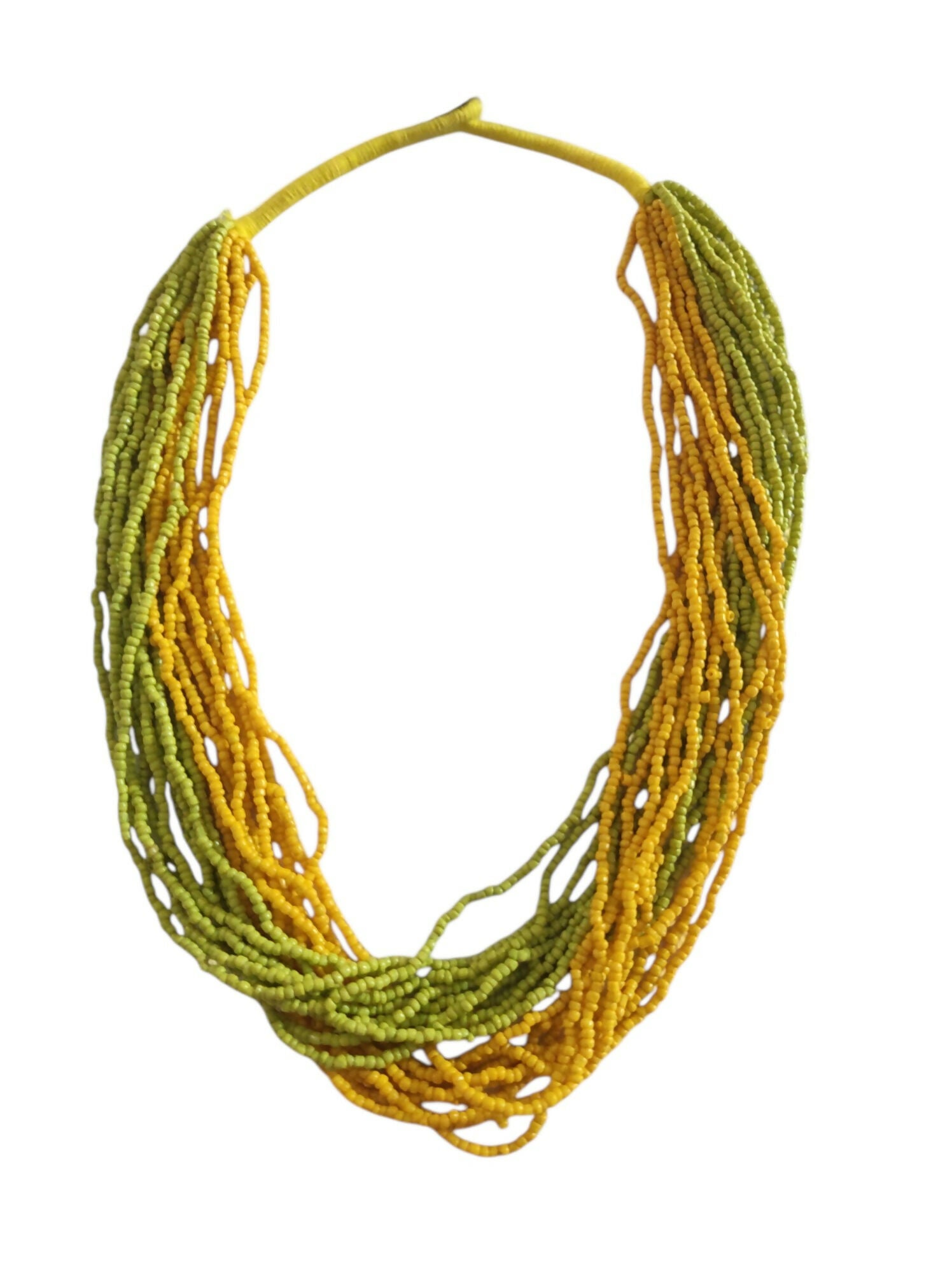 Inhanns Handmade Beaded Multilayer Necklace, 20 Layers - Neon Green & Yellow - Distacart