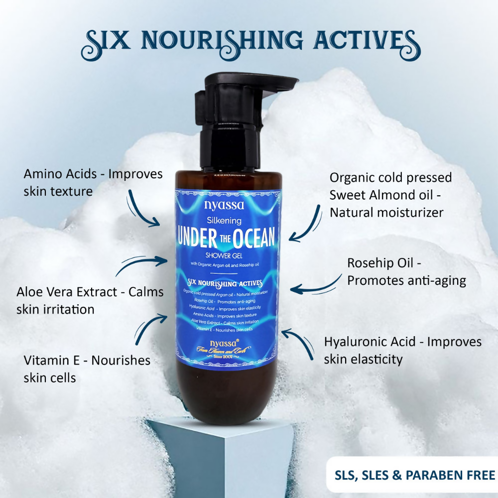 Nyassa Silkening Under The Ocean Shower Gel With Organic Argan Oil And Rosehip Oil - Dista