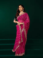 Thumbnail for Joban Fashion Rani Pink Net Party Wear Sarees - Distacart
