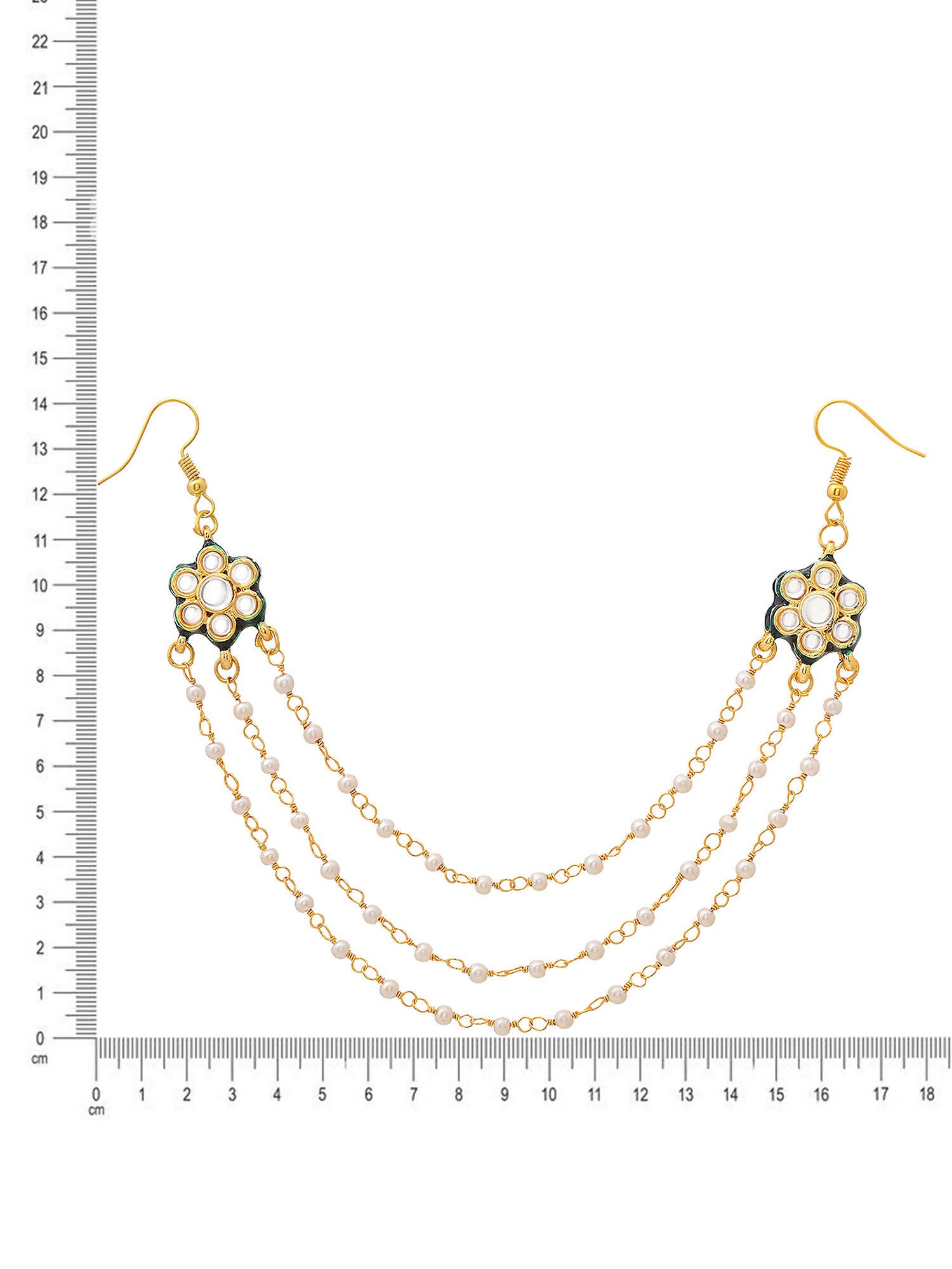 Ruby Raang Gold Green Meenakari & Pearl Hair Jewelry