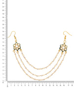 Thumbnail for Ruby Raang Gold Green Meenakari & Pearl Hair Jewelry