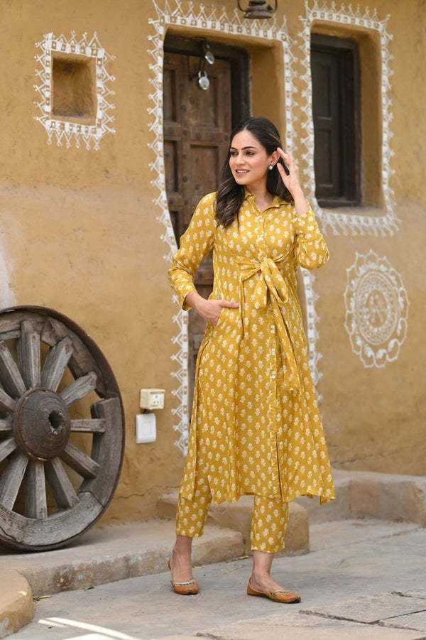 Aastha Fashion Women's Mustard Pure Muslin Heavy Digital Printed Designer Kurti with Pant - Distacart