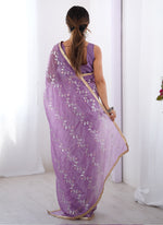 Thumbnail for Vegaa Fashion Lavender Organza Moti & Val Sequence Party Wear Saree - Distacart
