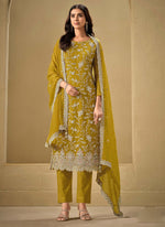 Thumbnail for Vegaa Fashion Yellow Chinon Sequence Embroidered Salwar Suit