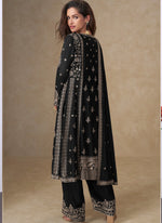 Thumbnail for Vegaa Fashion Black Chinon Silk Embroidered Designer Salwar Suit - Distacart
