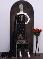 Thumbnail for Vegaa Fashion Black Chinon Silk Embroidered Designer Salwar Suit - Distacart