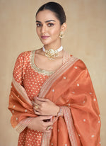 Thumbnail for Vegaa Fashion Orange Viscose Jacquard Embroidered Anarkali Suit