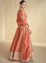 Thumbnail for Vegaa Fashion Orange Viscose Jacquard Embroidered Anarkali Suit