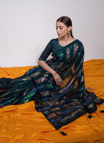 Thumbnail for Vegaa Fashion Teal Georgette Sequence Party Wear Saree