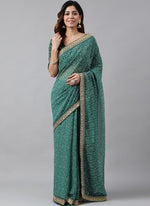 Thumbnail for Vegaa Fashion Green Soft Georgette Bandhani Saree