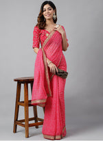 Thumbnail for Vegaa Fashion Pink Soft Georgette Bandhani Saree