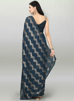 Thumbnail for Vegaa Fashion Acqua Blue Georgette Sequence Party Wear Saree
