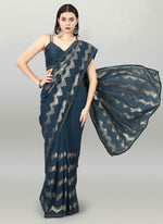 Thumbnail for Vegaa Fashion Acqua Blue Georgette Sequence Party Wear Saree