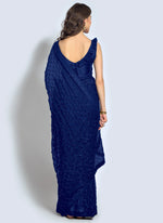 Thumbnail for Vegaa Fashion Blue Georgette Sequence Party Wear Saree
