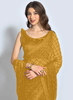 Thumbnail for Vegaa Fashion Yellow Georgette Sequence Party Wear Saree