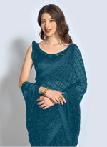 Thumbnail for Vegaa Fashion Aqua Georgette Sequence Party Wear Saree