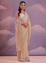 Thumbnail for Vegaa Fashion Grey Heavy Georgette Sequence Work Saree