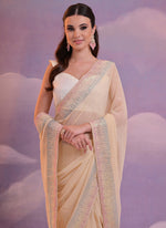 Thumbnail for Vegaa Fashion Grey Heavy Georgette Sequence Work Saree