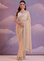 Thumbnail for Vegaa Fashion Grey Heavy Georgette Sequence Work Saree