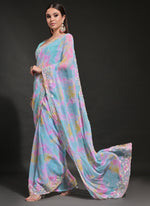 Thumbnail for Vegaa Fashion Sky Blue Soft Georgette Sequence Work Saree