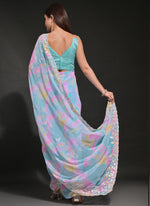 Thumbnail for Vegaa Fashion Sky Blue Soft Georgette Sequence Work Saree