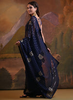 Thumbnail for Vegaa Fashion Navy Blue Soft Georgette Sequence Work Saree