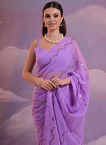 Thumbnail for Vegaa Fashion Levender Soft Georgette Sequence Work Saree
