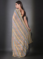 Thumbnail for Vegaa Fashion Multicolor Georgette Leriya Print Sequence Saree
