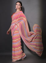 Thumbnail for Vegaa Fashion Multicolor Georgette Leriya Print Sequence Saree
