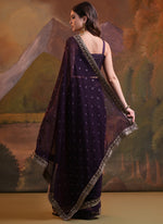 Thumbnail for Vegaa Fashion Wine Heavy Georgette Sequence Work Saree