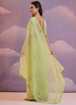 Thumbnail for Vegaa Fashion Light Green Georgette Sequence Party Wear Saree