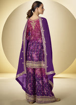 Thumbnail for Vegaa Fashion Violet Chinon Silk Digital Print Designer Palazzo Suit