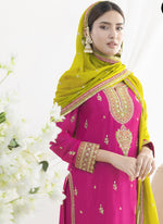 Thumbnail for Vegaa Fashion Pink Chinon Silk Embroidered Designer Salwar Suit - Distacart