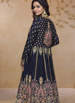 Thumbnail for Vegaa Fashion Lavender Simar Silk Embroidered Wedding Wear Lehenga Style Suit - Distacart