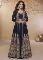 Thumbnail for Vegaa Fashion Lavender Simar Silk Embroidered Wedding Wear Lehenga Style Suit - Distacart