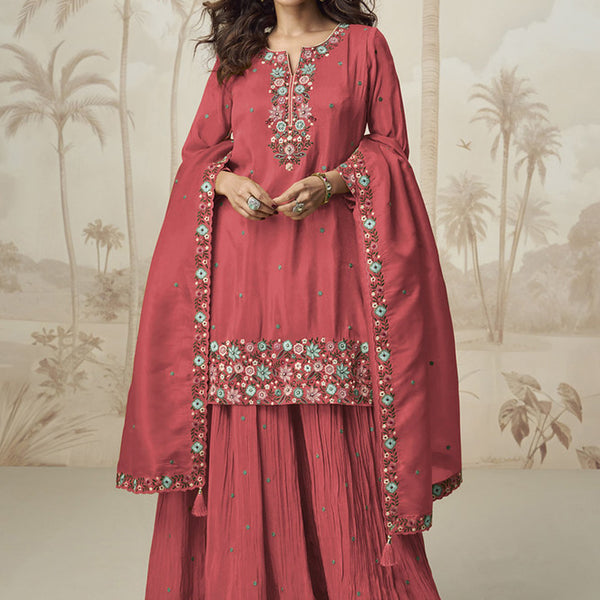Vegaa Fashion Gajri Simar Silk Embroidered Palazzo Suit - Distacart