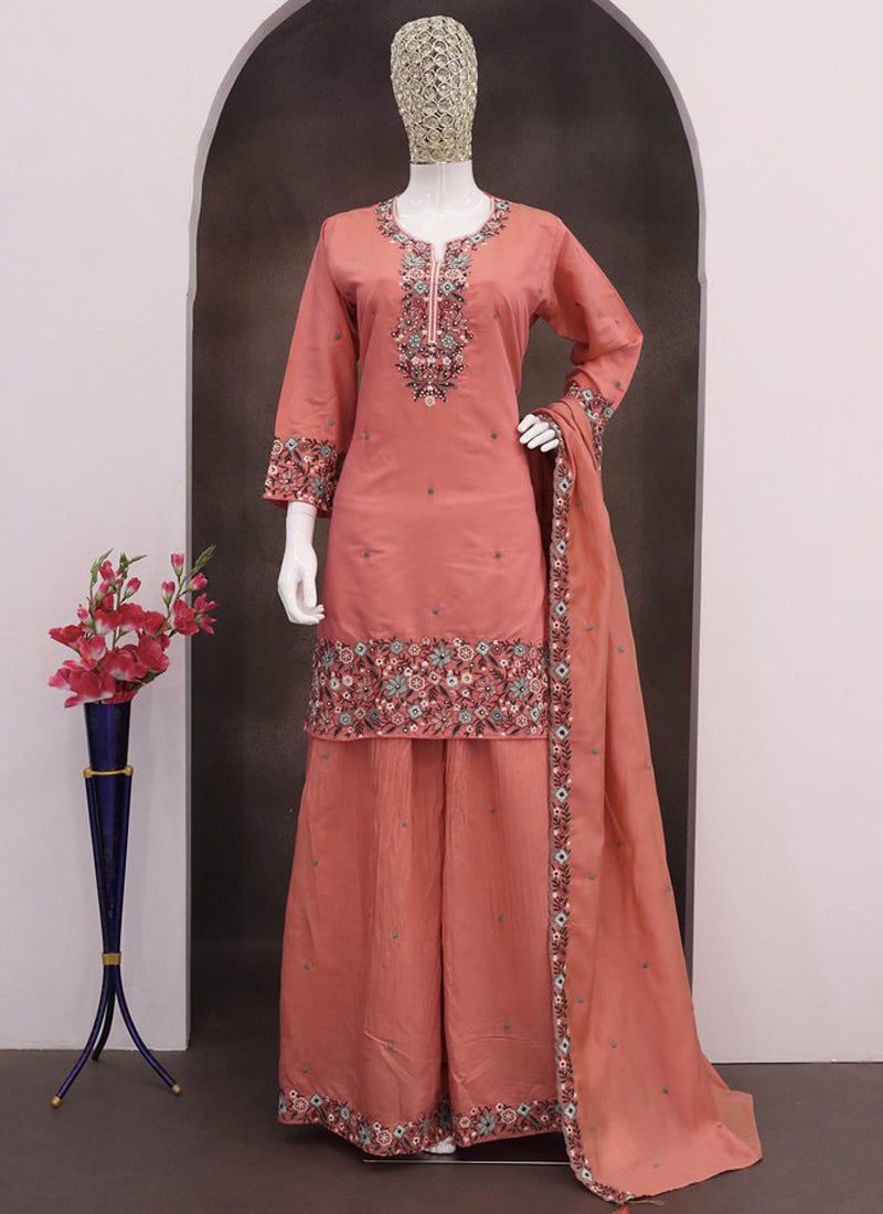 Vegaa Fashion Gajri Simar Silk Embroidered Palazzo Suit