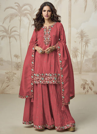 Vegaa Fashion Gajri Simar Silk Embroidered Palazzo Suit