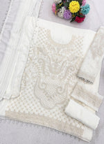 Thumbnail for Vegaa Fashion Off White Georgette Embroidered Beads Designer Salwar Suit