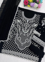 Thumbnail for Vegaa Fashion Black Georgette Embroidered Beads Designer Salwar Suit