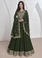 Thumbnail for Vegaa Fashion Mehendi Vichitra Silk Sequence Anarkali Suit