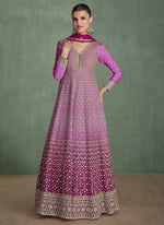 Thumbnail for Vegaa Fashion Pink Real Georgette Embroidered Anarkali Suit