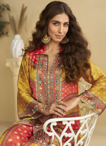 Thumbnail for Vegaa Fashion Yellow Crepe Silk Emblissed Mirror Work Designer Cord Set